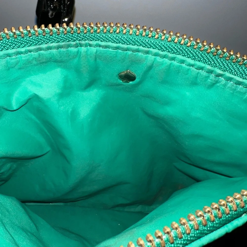kate spade Quilted Teal Nylon Crossbody with Black Strap - Picture 8 of 11